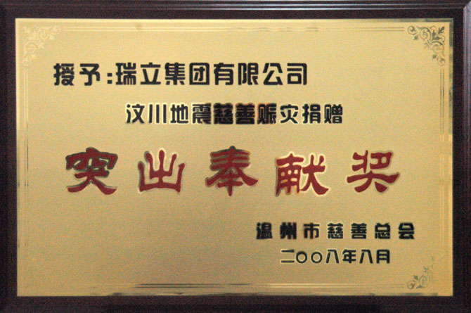 汶川地震慈善賑災“突出奉獻獎”